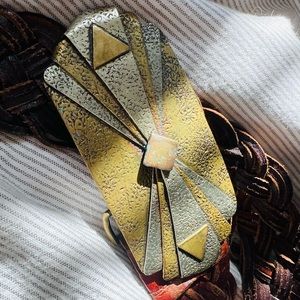 Vintage Metal Woven Leather Belt